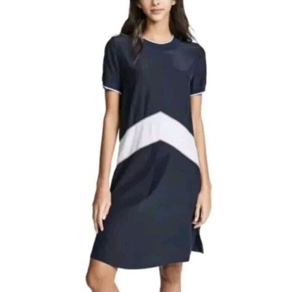Rag & Bone Women's Hannah Chevron 100% Silk Shift Dress Navy Size‎ S/P EUC - Picture 1 of 16